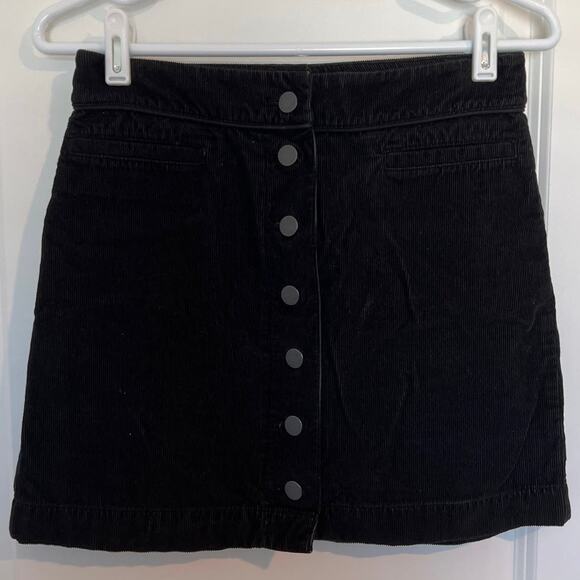 Wilfred Free Karmen Corduroy High Waisted Button Front Mini Skirt Black Womens 4 - Picture 3 of 7
